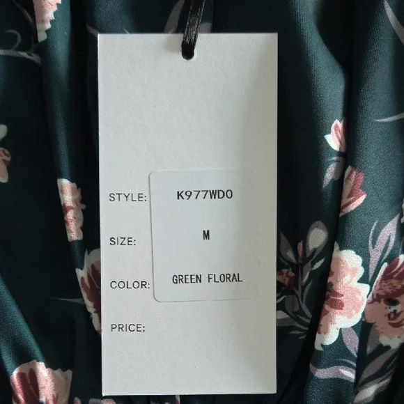 Unique Vintage Dark Green Floral Midi Dress - Picture 3 of 3